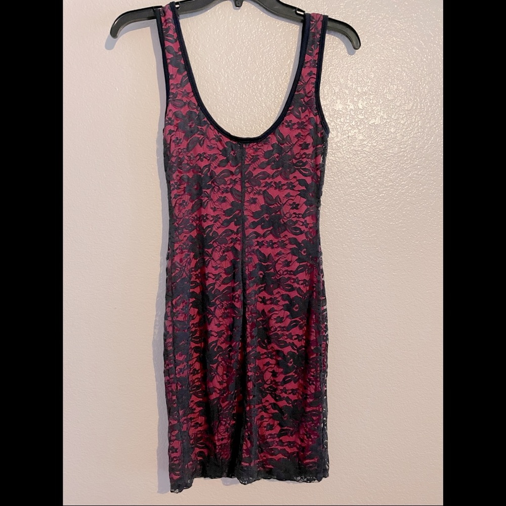 🌸3/$25🌸 Lily Rose Pink/Black Lace Over Dress